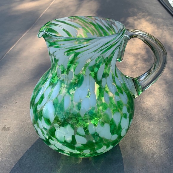 Dining Largehand Blown Mexico Confetti Glass Pitcher Poshmark